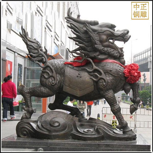 大型門口鎮(zhèn)宅銅麒麟雕塑