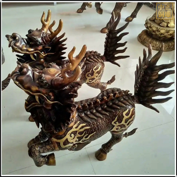 小型銅麒麟雕塑鑄造.jpg